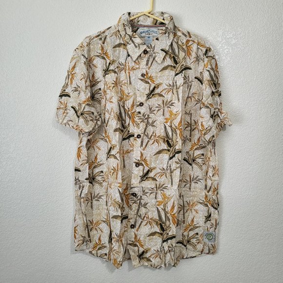 Men's Margaritaville‎ Cream Hawaiian Bbq Button Front Short Sleeves Shirt - Picture 3 of 6